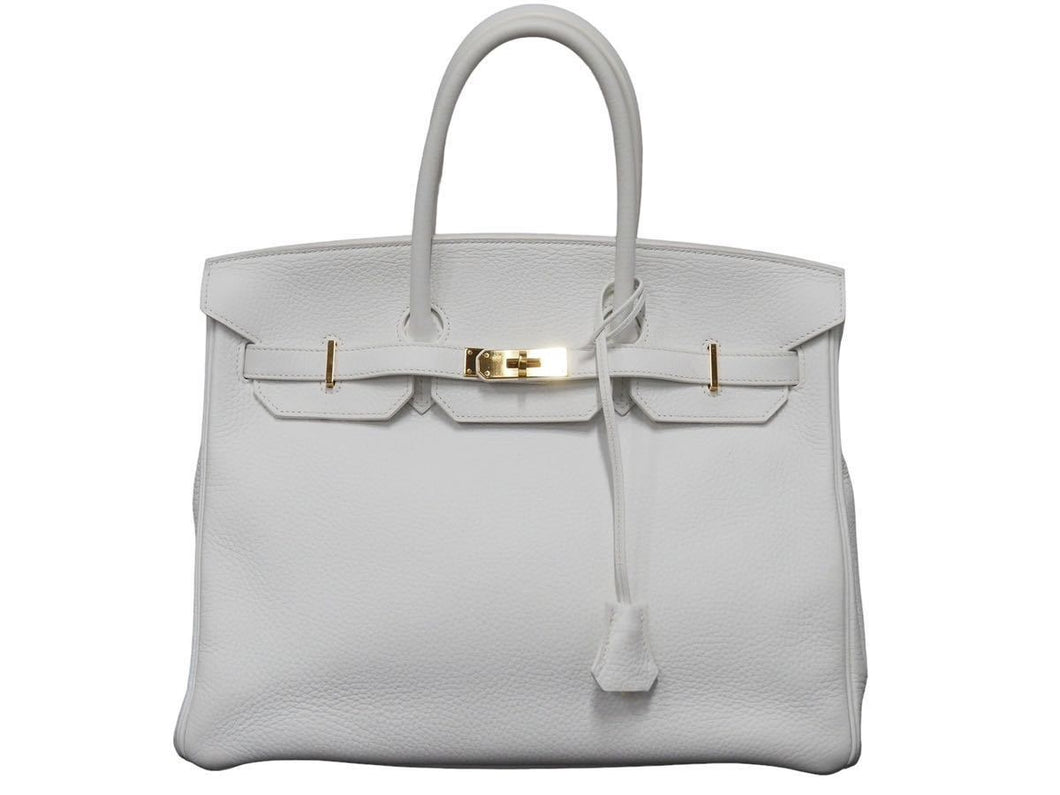 極美品 HERMES エルメス BIRKIN バーキン35 ホワイト ゴールド金具 トゴ ハンドバッグ T刻印 中古 47225