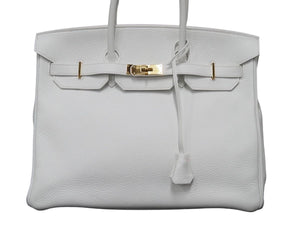 極美品 HERMES エルメス BIRKIN バーキン35 ホワイト ゴールド金具 トゴ ハンドバッグ T刻印 中古 47225
