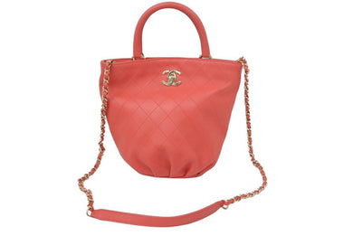 極美品 CHANEL シャネル マトラッセ 2WAYバッグ ショルダーバッグ ハンドバッグ 27番台 AS0591 ラムスキン ピンク 中古 47227