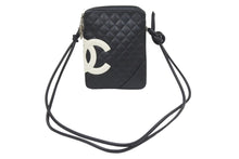 Load image into Gallery viewer, CHANEL シャネル カンボンライン ミディアムポシェット ココマーク 9番台 A25178 カーフレザー ブラック ホワイト 美品 中古 47228