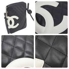 Load image into Gallery viewer, CHANEL シャネル カンボンライン ミディアムポシェット ココマーク 9番台 A25178 カーフレザー ブラック ホワイト 美品 中古 47228