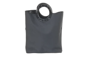 CELINE セリーヌ サークルロゴ リングハンドルハンドバッグ ミニバッグ ナイロン アクリル PVC ブラック 美品 中古 47300
