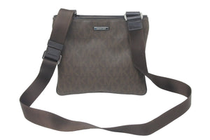 MICHAEL KORS マイケルコース ショルダーバッグ 肩掛けバッグ MKロゴ PVC ブラウン シルバー金具 美品 中古 47316