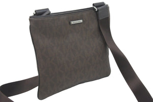 MICHAEL KORS マイケルコース ショルダーバッグ 肩掛けバッグ MKロゴ PVC ブラウン シルバー金具 美品 中古 47316