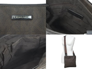 MICHAEL KORS マイケルコース ショルダーバッグ 肩掛けバッグ MKロゴ PVC ブラウン シルバー金具 美品 中古 47316