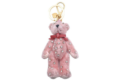 PRADA プラダ キーホルダー サーモンピンク バッグチャーム キーリング クマ ベア ゴールド金具 中古 47339