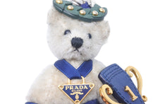 Load image into Gallery viewer, PRADA プラダ キーホルダー ホワイト ブルー バッグチャーム キーリング クマ ベア シルバー金具 中古 47341