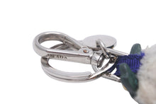 Load image into Gallery viewer, PRADA プラダ キーホルダー ホワイト ブルー バッグチャーム キーリング クマ ベア シルバー金具 中古 47341
