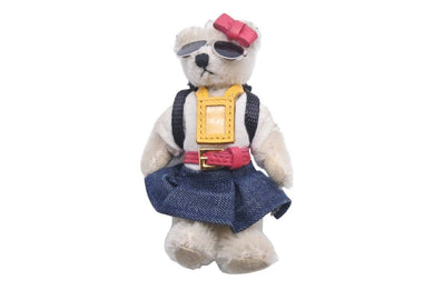 PRADA プラダ キーホルダー プラダのリュックを背負ったテディーベア バッグチャーム クマ ベア シルバー金具 中古 47342