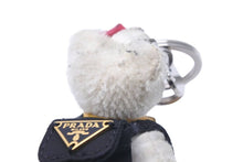 Load image into Gallery viewer, PRADA プラダ キーホルダー プラダのリュックを背負ったテディーベア バッグチャーム クマ ベア シルバー金具 中古 47342