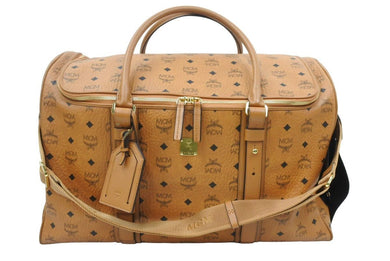 MCM エムシーエム MUNCHEN ロゴグラム ペット用 キャリーバッグ 小型 犬 猫 ライトブラウン 中古 47346