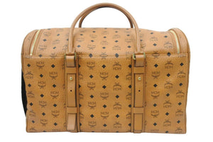 MCM エムシーエム MUNCHEN ロゴグラム ペット用 キャリーバッグ 小型 犬 猫 ライトブラウン 中古 47346