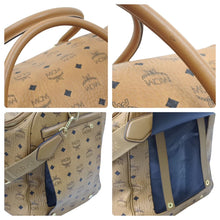 Load image into Gallery viewer, MCM エムシーエム MUNCHEN ロゴグラム ペット用 キャリーバッグ 小型 犬 猫 ライトブラウン 中古 47346