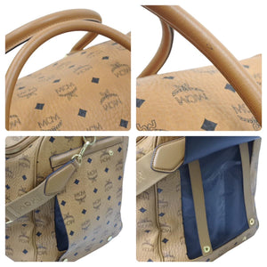 MCM エムシーエム MUNCHEN ロゴグラム ペット用 キャリーバッグ 小型 犬 猫 ライトブラウン 中古 47346