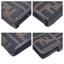 Load image into Gallery viewer, FENDI フェンディ 二つ折り 財布 ズッカ ブラック×ブラウン キャンバス×レザー コンパクト 中古品 47360
