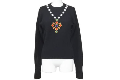 CHANEL シャネル ニット セーター ネックレス ヴィンテージ 95A P05572V00254 カシミヤ ブラック マルチカラー 40 美品 中古 47366