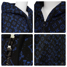 Load image into Gallery viewer, 新品同様 LouisVuitton ルイヴィトン LV モノグラムジップスルーフーディ RM2319 SQ5 HOY04W ブルー ブラック サイズM 中古 47372