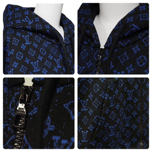 新品同様 LouisVuitton ルイヴィトン LV モノグラムジップスルーフーディ RM2319 SQ5 HOY04W ブルー ブラック サイズM 中古 47372