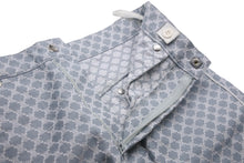 Load image into Gallery viewer, CELINE セリーヌ スカート キッズ マカダム柄 ボトムス 日本製 コットン ブルー ホワイト シルバー金具 サイズ130 美品 中古 47381