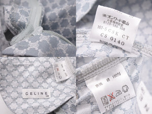 CELINE セリーヌ スカート キッズ マカダム柄 ボトムス 日本製 コットン ブルー ホワイト シルバー金具 サイズ130 美品 中古 47381