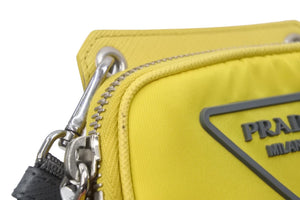 PRADA プラダ アイコニック ナイロンファブリック ショルダーバッグ イエロー ファスナーシルバー金具 美品 中古 47397