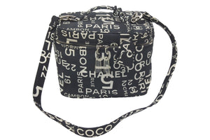 CHANEL シャネル ヴィンテージ 2WAYバニティバッグ バイシー 7番台 ブラック ホワイト シルバー金具 良好 中古 47444