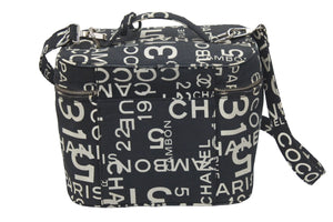 CHANEL シャネル ヴィンテージ 2WAYバニティバッグ バイシー 7番台 ブラック ホワイト シルバー金具 良好 中古 47444