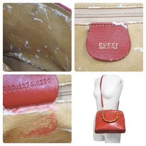 GUCCI グッチ バンブー 2WAYバッグ ショルダーバッグ ハンドバッグ 000 1274 0290 レザー レッド ゴールド金具 良品 中古 47447