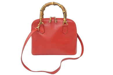 GUCCI グッチ バンブー 2WAYバッグ ショルダーバッグ ハンドバッグ 000 1274 0290 レザー レッド ゴールド金具 良品 中古 47447