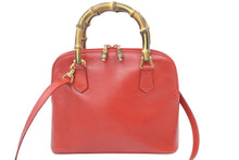 Load image into Gallery viewer, GUCCI グッチ バンブー 2WAYバッグ ショルダーバッグ ハンドバッグ 000 1274 0290 レザー レッド ゴールド金具 良品 中古 47447