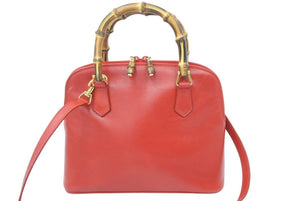 GUCCI グッチ バンブー 2WAYバッグ ショルダーバッグ ハンドバッグ 000 1274 0290 レザー レッド ゴールド金具 良品 中古 47447