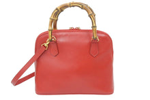 Load image into Gallery viewer, GUCCI グッチ バンブー 2WAYバッグ ショルダーバッグ ハンドバッグ 000 1274 0290 レザー レッド ゴールド金具 良品 中古 47447