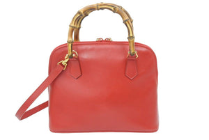 GUCCI グッチ バンブー 2WAYバッグ ショルダーバッグ ハンドバッグ 000 1274 0290 レザー レッド ゴールド金具 良品 中古 47447
