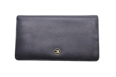 CHANEL シャネル 長財布 レザーブラック ココボタン ロングウォレット ココマーク レトロ A20904 良品 中古 47457