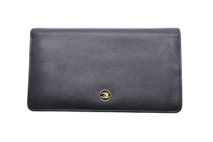 CHANEL シャネル 長財布 レザーブラック ココボタン ロングウォレット ココマーク レトロ A20904 良品 中古 47457