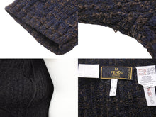 Load image into Gallery viewer, フェンディ FENDI カーディガン トップス ウール アクリル サイズ38 ブラウン ブルー 中古 47459