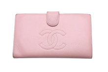 Load image into Gallery viewer, CHANEL シャネル ココマーク ロゴ ホック付長財布 キャビアスキン ピンク 二つ折り財布 9番台/A13498 良品 中古 47496