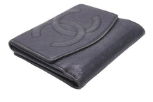 Load image into Gallery viewer, CHANEL シャネル 二つ折り財布 デカココマーク キャビアスキン ブラック 4553990 Wホック 中古 47497