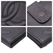 Load image into Gallery viewer, CHANEL シャネル 二つ折り財布 デカココマーク キャビアスキン ブラック 4553990 Wホック 中古 47497