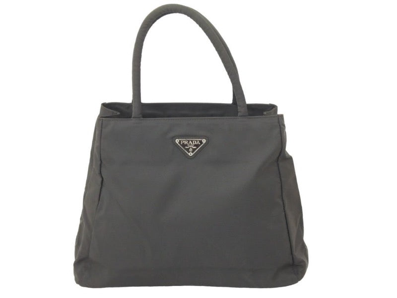 極美品 PRADA プラダ ハンドバッグ B3864 ナイロン ZAFFIRO グリーン系 カーキ トートバッグ 三角ロゴプレート 中古 47498