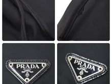 Load image into Gallery viewer, PRADA プラダ 巾着バッグ 巾着ポーチ ナイロンバッグ 小物入れ 三角ロゴプレート ブラック シルバー金具 美品 中古 47515
