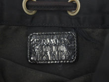 Load image into Gallery viewer, PRADA プラダ 巾着バッグ 巾着ポーチ ナイロンバッグ 小物入れ 三角ロゴプレート ブラック シルバー金具 美品 中古 47515
