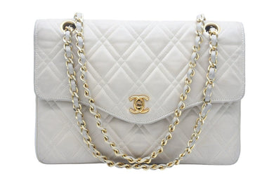 CHANEL シャネル マトラッセ チェーン ショルダーバッグ 初期 ベージュ ラムスキン ココマーク ゴールド金具 中古 47525
