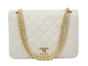 CHANEL シャネル マトラッセ チェーンショルダーバッグ 初期 ベージュ ココマーク ゴールド金具 ロゴ 中古 47526