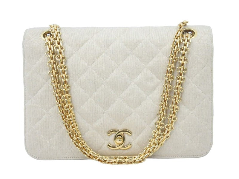 CHANEL シャネル マトラッセ チェーンショルダーバッグ 初期 ベージュ ココマーク ゴールド金具 ロゴ 中古 47526