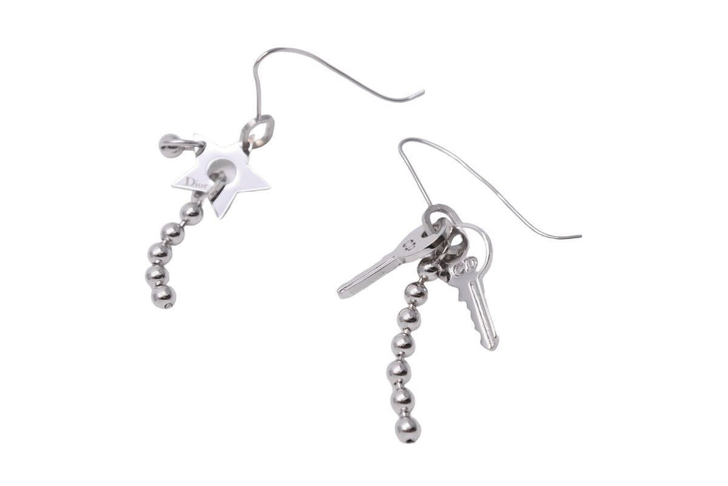 Christian Dior クリスチャンディオール ピアス キー スター シルバー鍵 星 ボールチェーン 美品 中古 47554