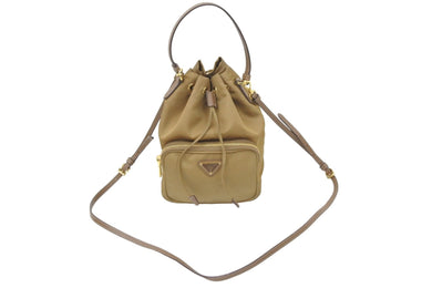 PRADA プラダ ショルダーバッグ 巾着バッグ 2WAYバッグ ヴェラ デュエット リナイロン ブラウン ゴールド金具 美品 中古 47559