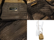 Load image into Gallery viewer, PRADA プラダ ショルダーバッグ 巾着バッグ 2WAYバッグ ヴェラ デュエット リナイロン ブラウン ゴールド金具 美品 中古 47559