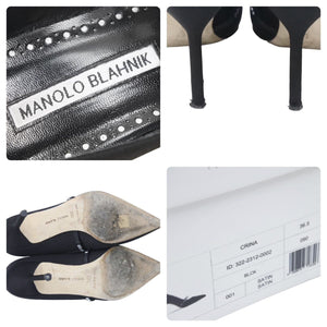 Manolo Blahnik マノロ ブラニク CRINA 36.5 LCRM 白 ホワイト スワロフスキー 中古 47577