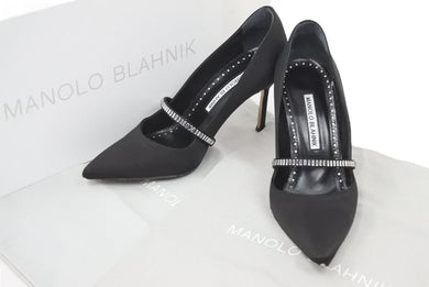 超希少品未使用マノロブラニク 定番キャロリン リネンタイプ ☆美品☆マノロブラニク キャロライン パンプス サイズ35